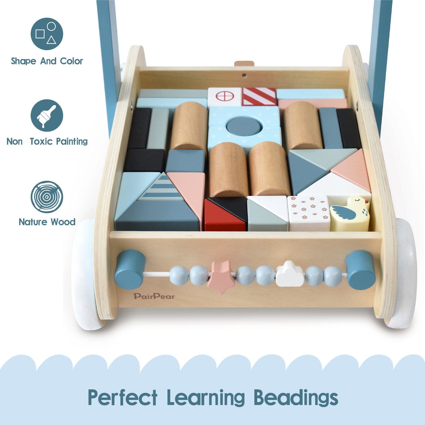 Wooden Baby Walker with Building Blocks