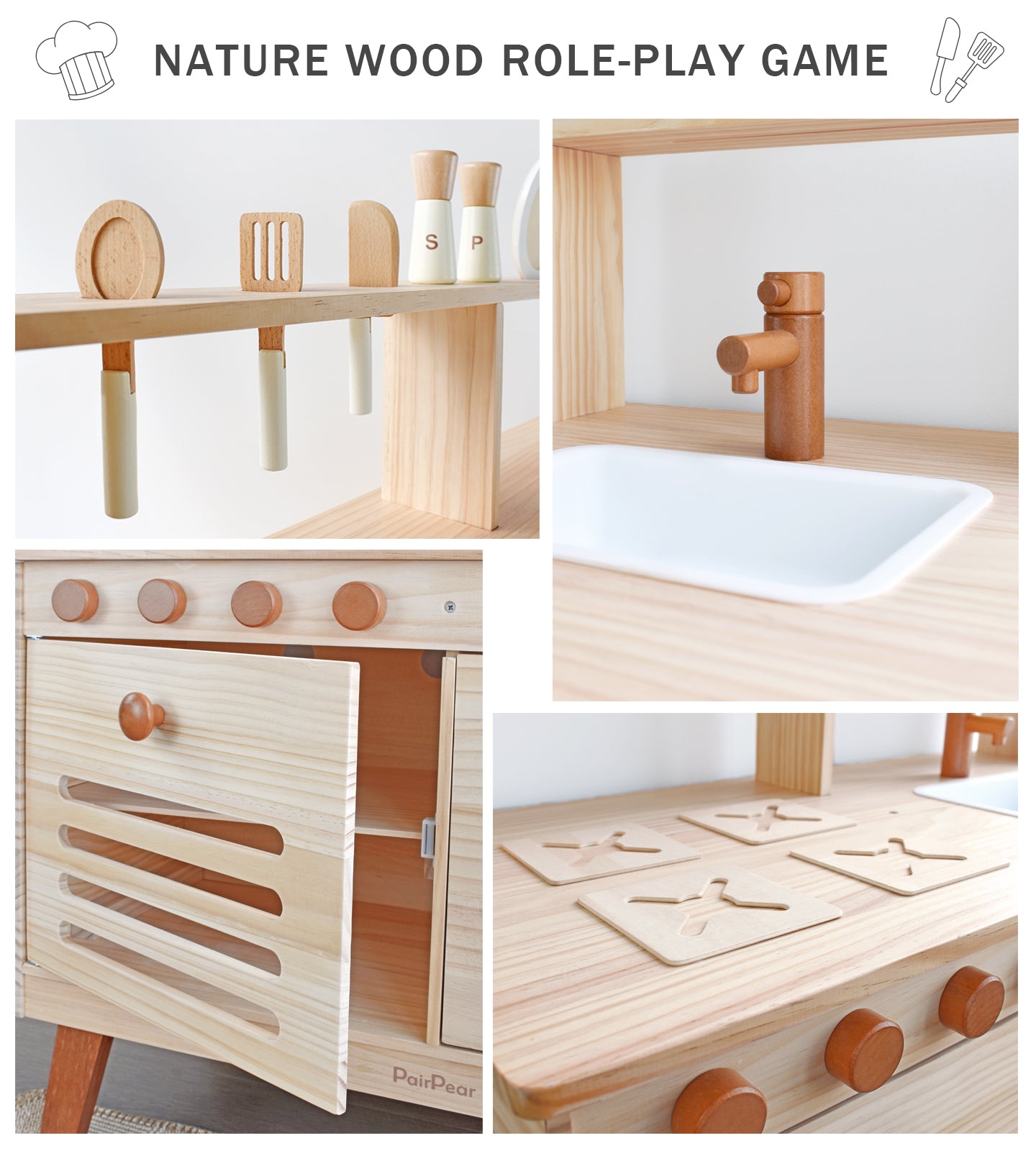 Wooden Toys Play Kitchen for Kids