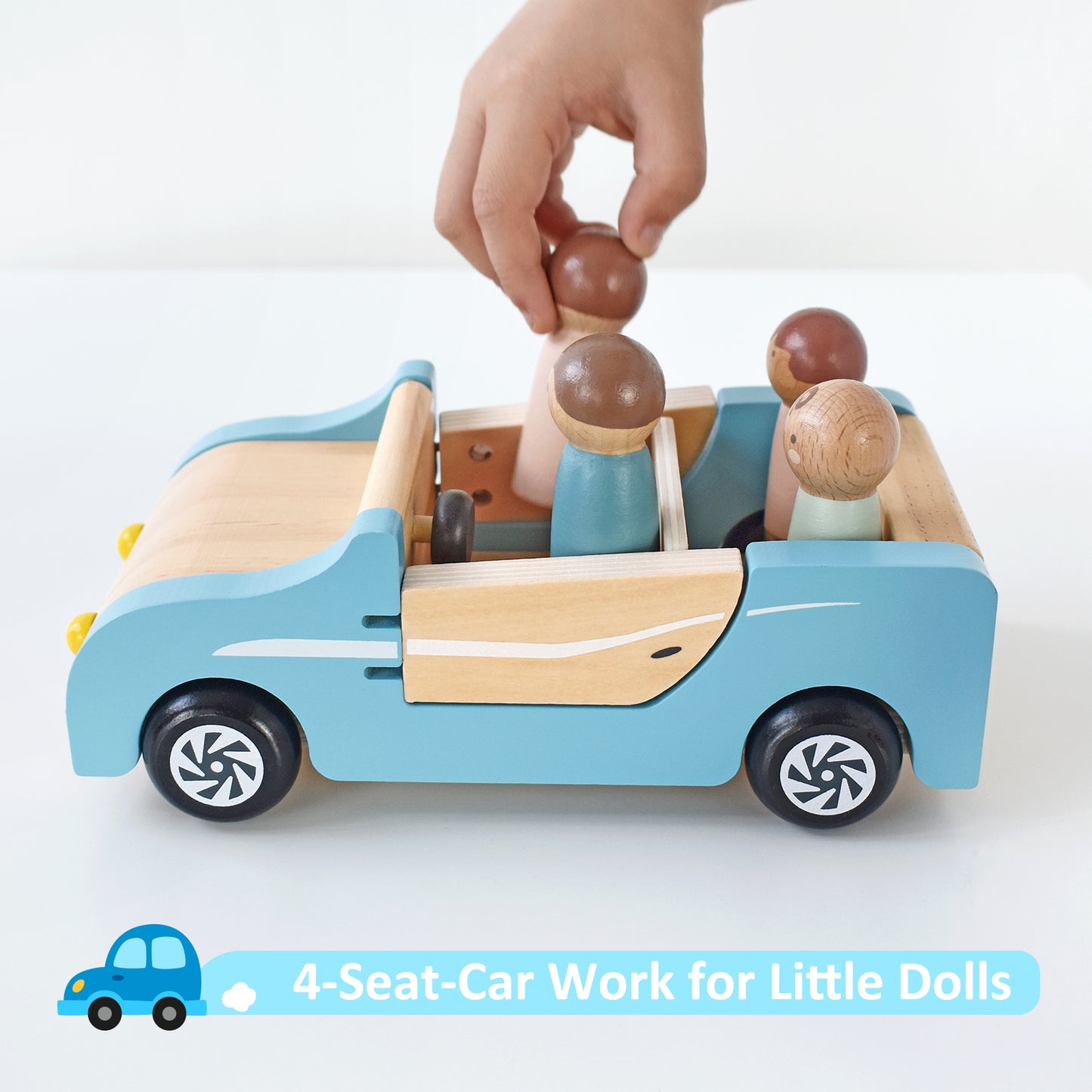 Wooden Family Car for Dolls