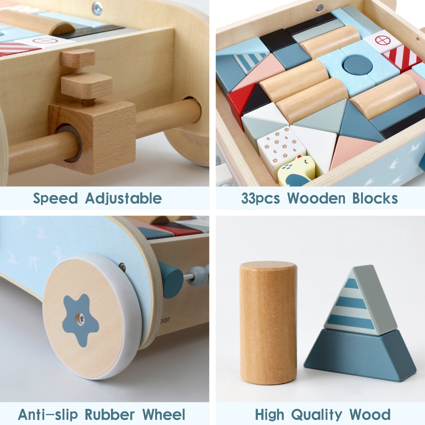 Wooden Baby Walker with Building Blocks