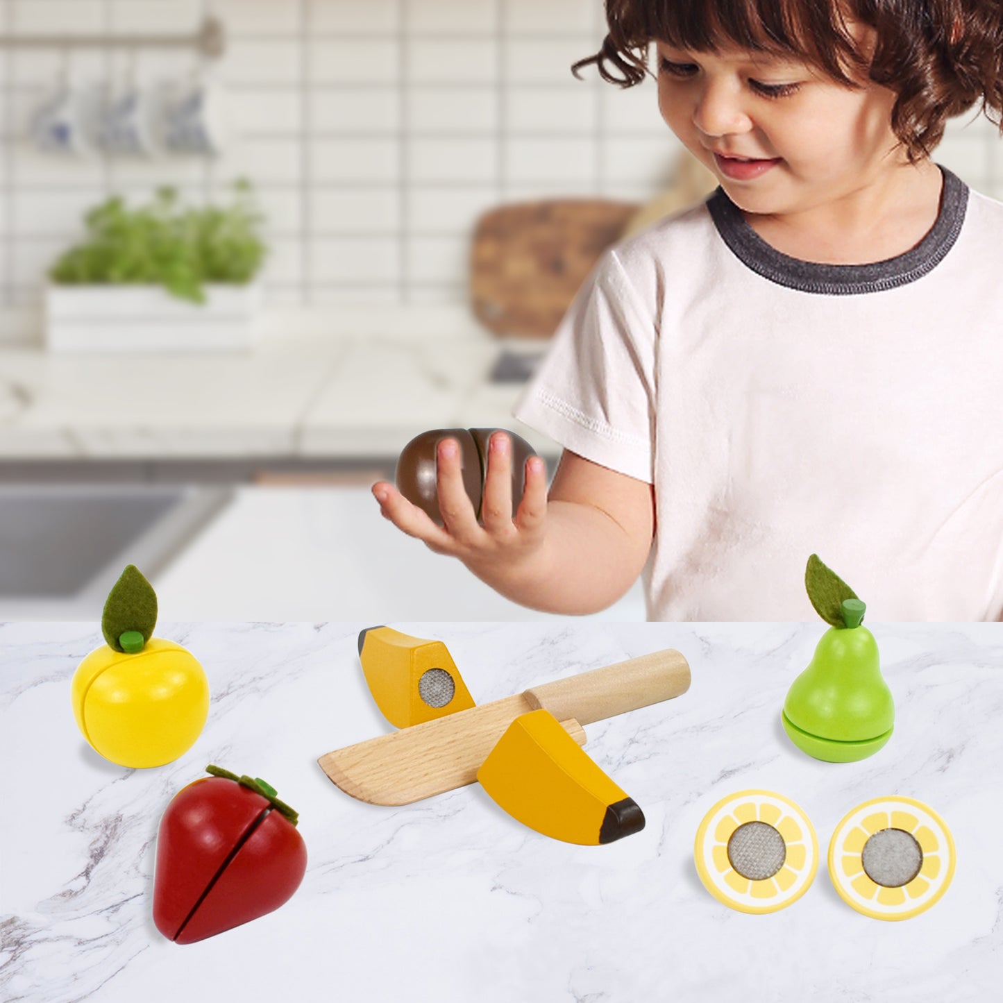 Wooden Play Food Cutting Fruit Set