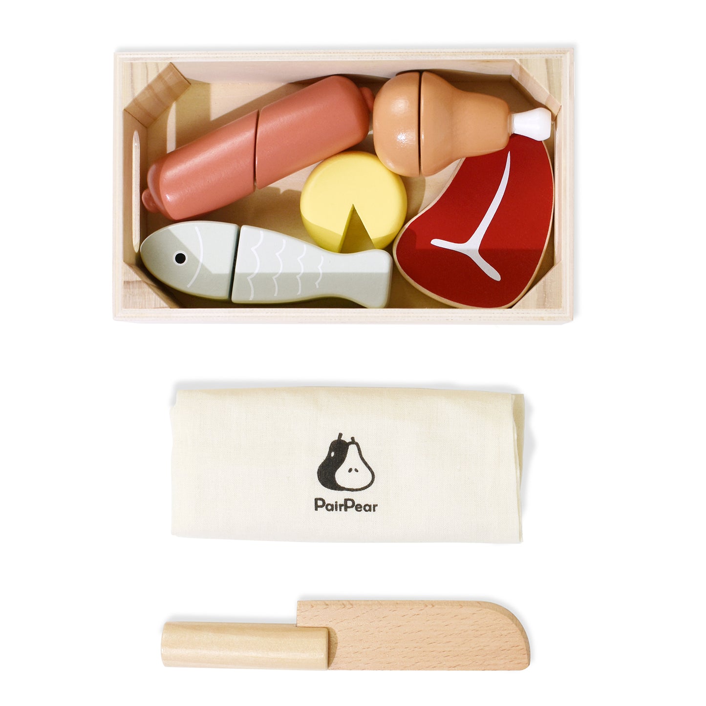 Wooden Play Food Cutting Meat Set