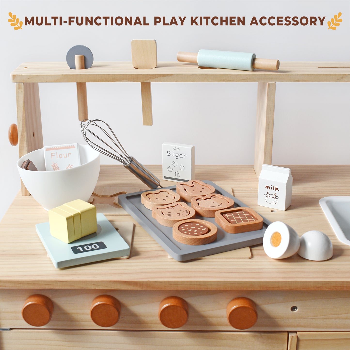 Wooden Toy Cookies and Baking Set