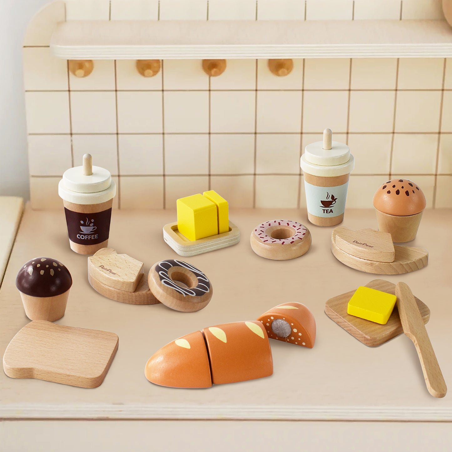 Wooden Bakery Toy Food Playset