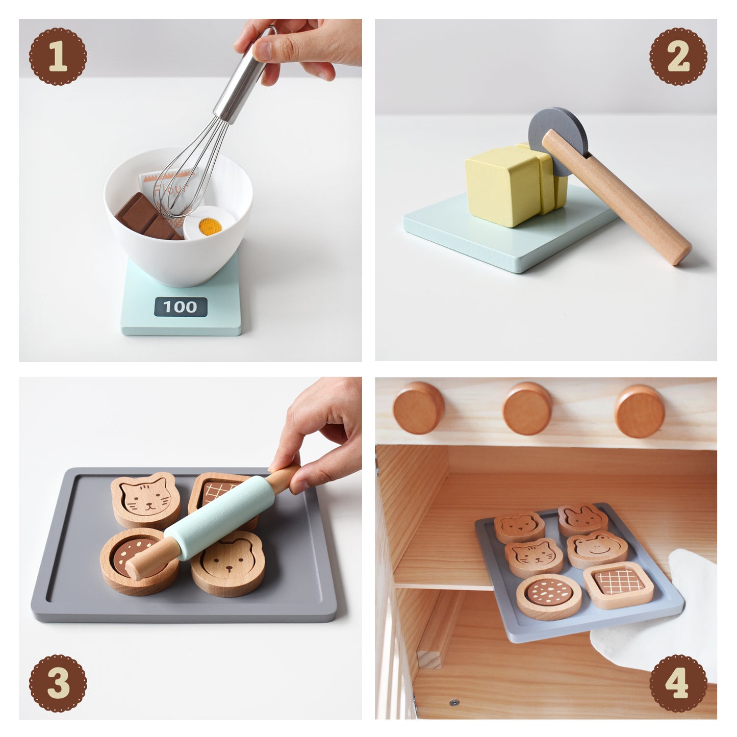 Wooden Toy Cookies and Baking Set