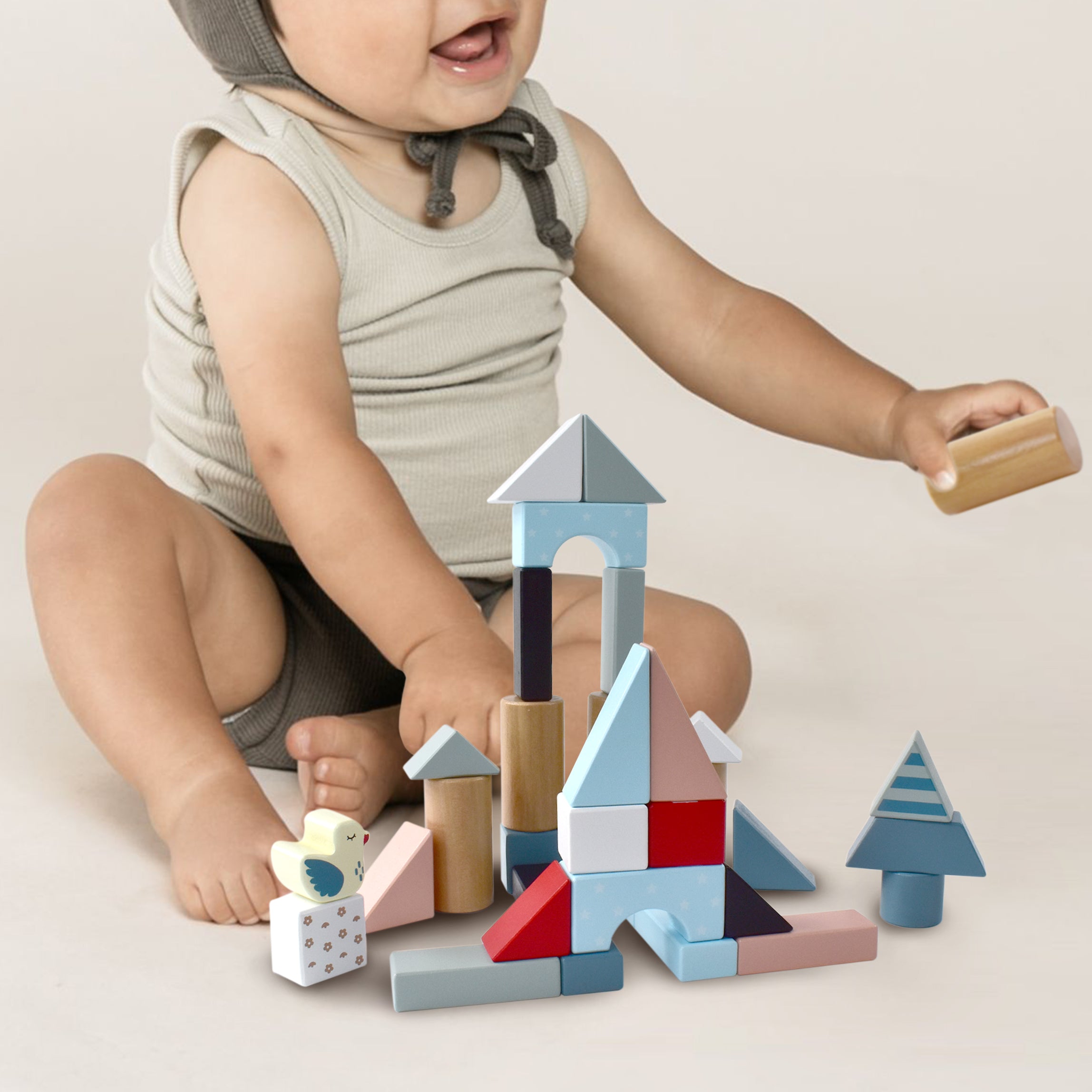 Baby walker with pastel best sale wooden blocks