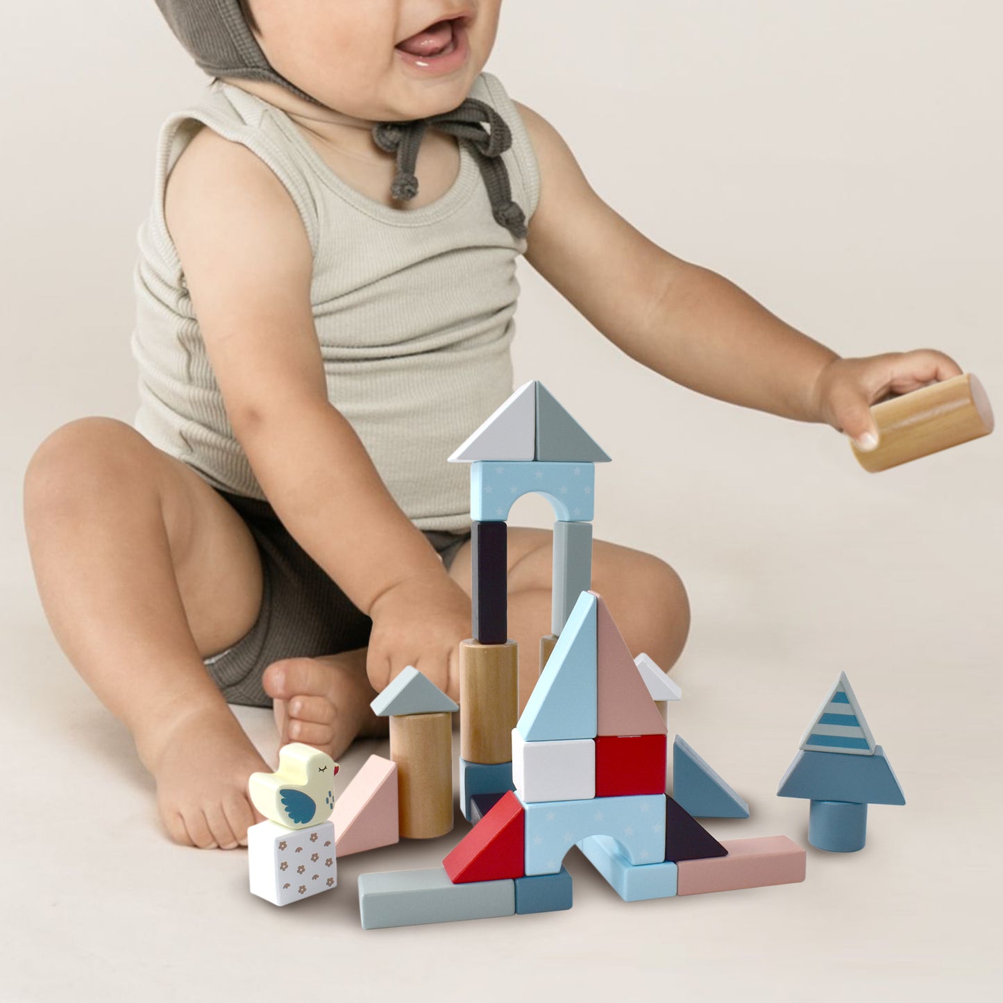 Wooden Baby Walker with Building Blocks