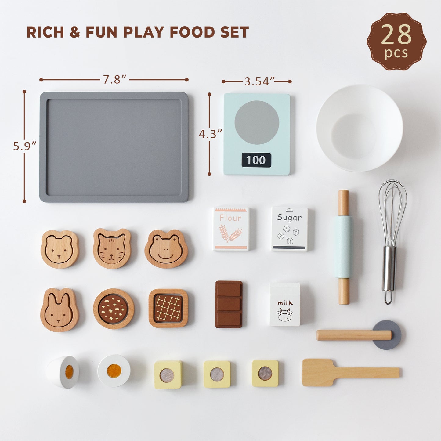 Wooden Toy Cookies and Baking Set