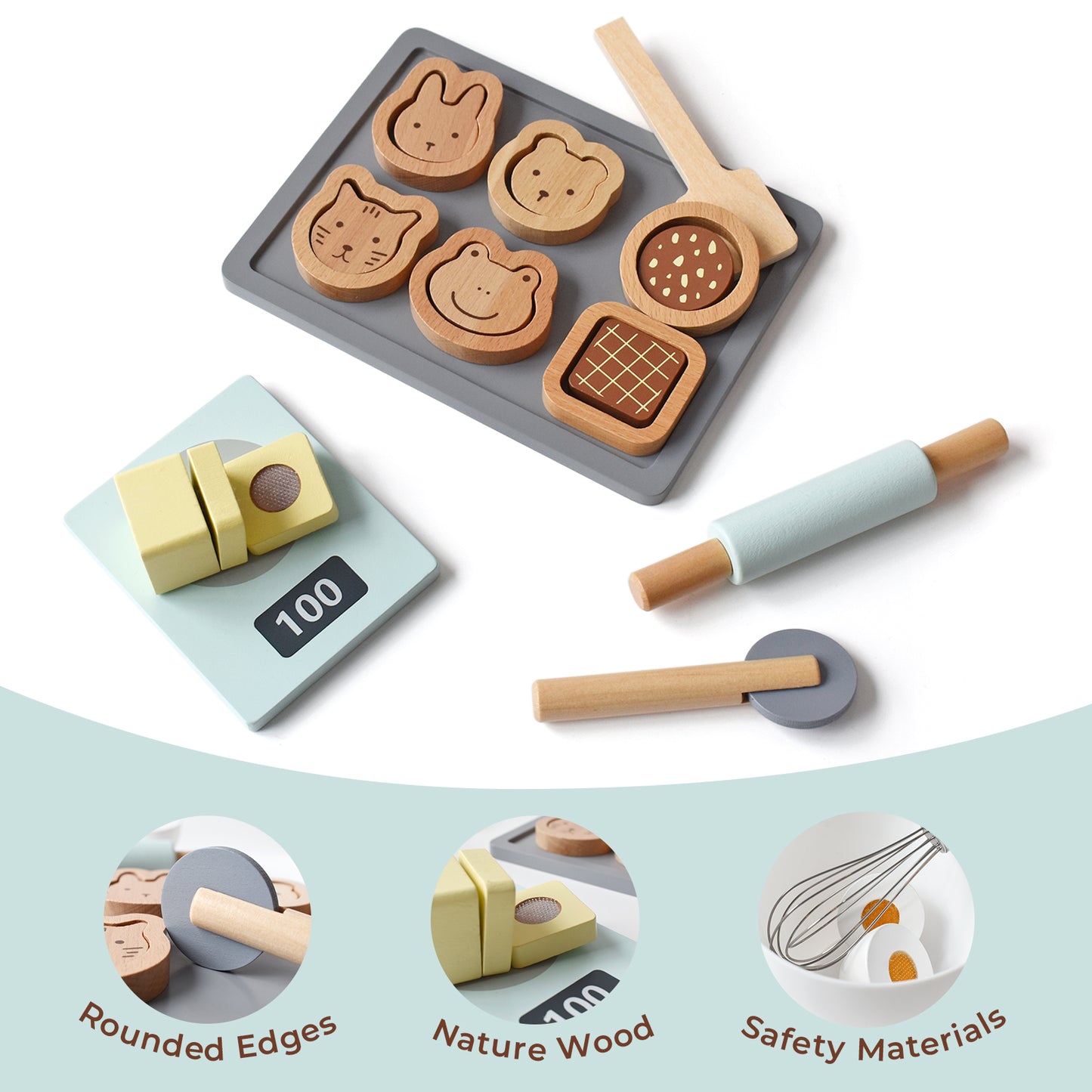 Wooden Toy Cookies and Baking Set