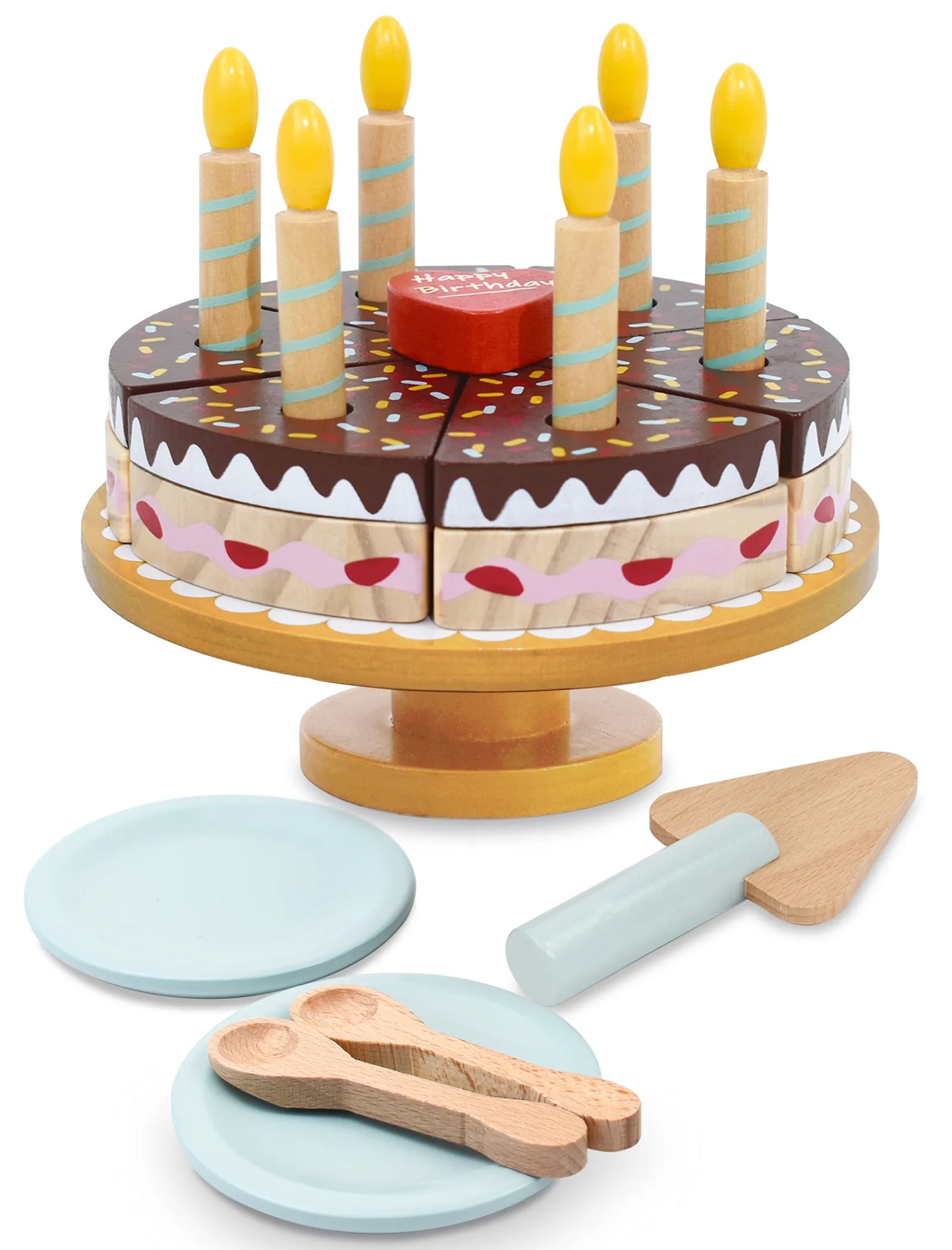 pairpear wooden birthday cake playset with stand