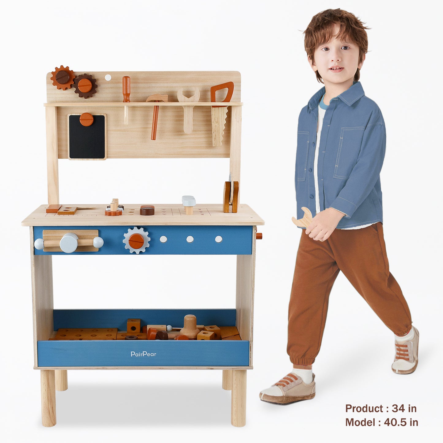 Wooden Toy Workbench with Tools