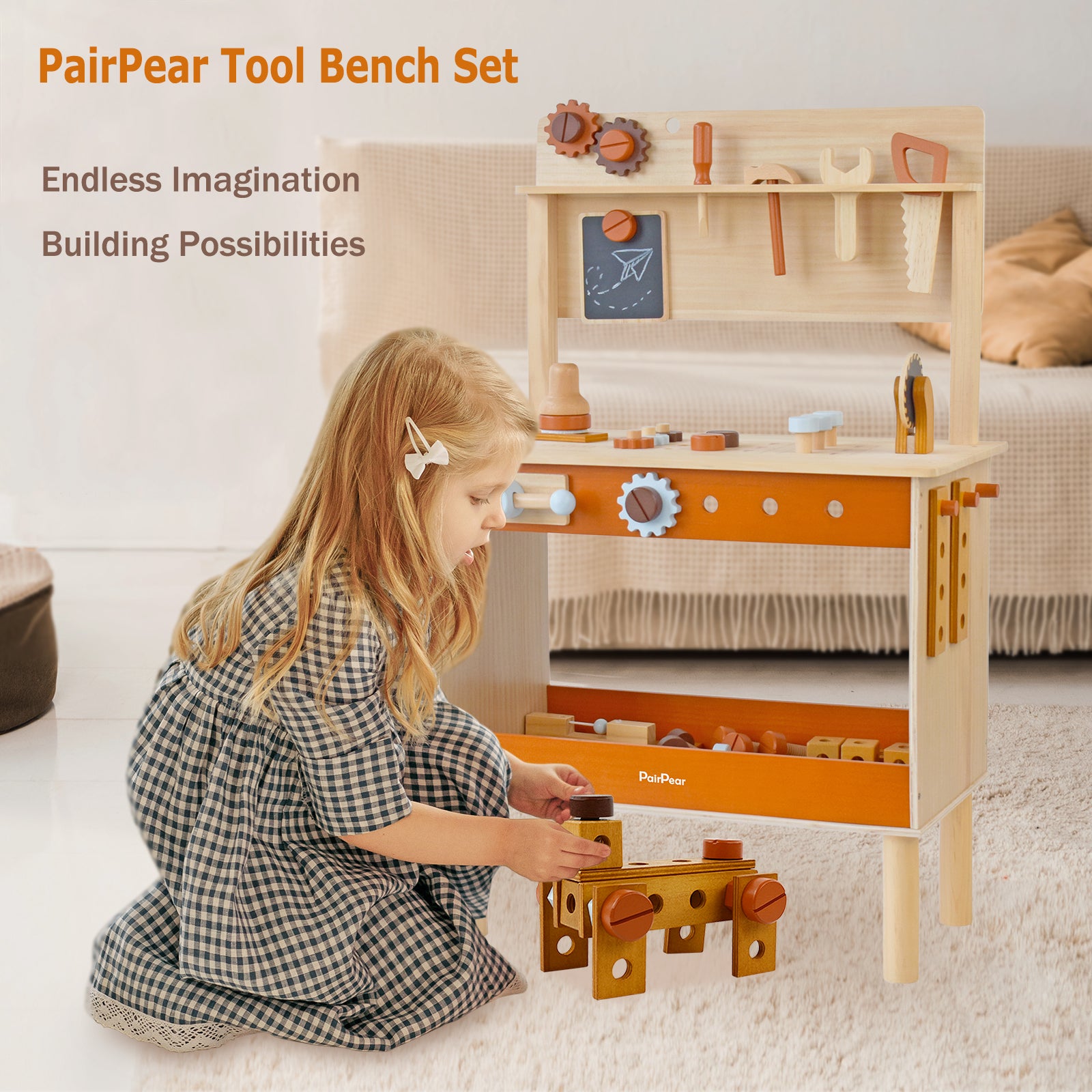 Wooden Toy Workbench with Tools – pairpeartoy